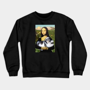 Mona Lisa and her Black and White Shih Tzu Crewneck Sweatshirt